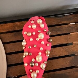 Pearl-Embellished Hot Pink Headband